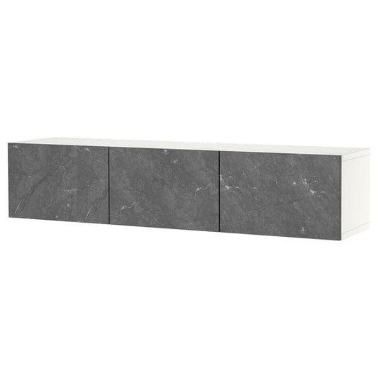 BESTÅ - TV bench with doors, white/Bergsviken black, 180x42x38 cm - best price from Maltashopper.com 89422209