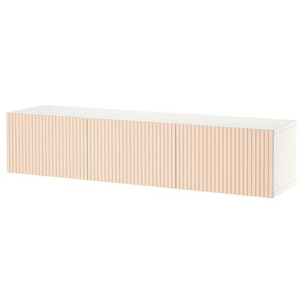 Ikea BESTÅ - TV bench with doors, white Björköviken/birch veneer, 180x42x38 cm