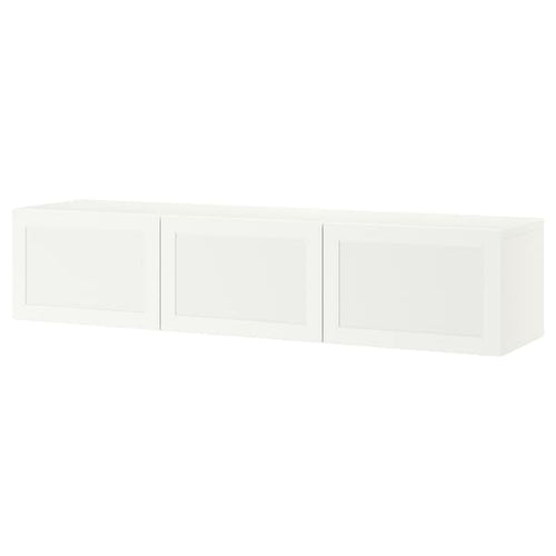 BESTÅ - TV bench with doors, white/Hanviken white, 180x42x38 cm