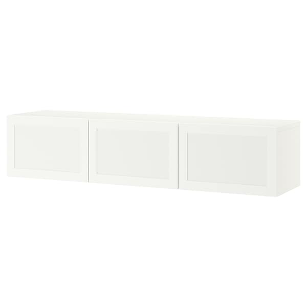 BESTÅ - TV bench with doors, white/Hanviken white, 180x42x38 cm