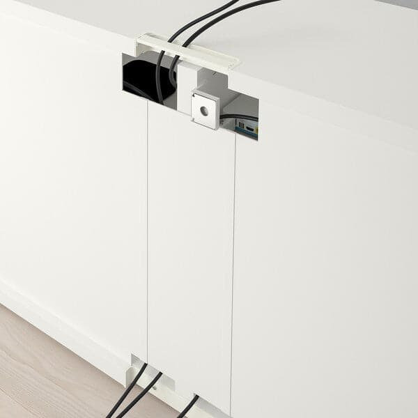 BESTÅ - TV bench with doors, white/Hanviken/Stubbarp white, 120x42x74 cm - best price from Maltashopper.com 49068324