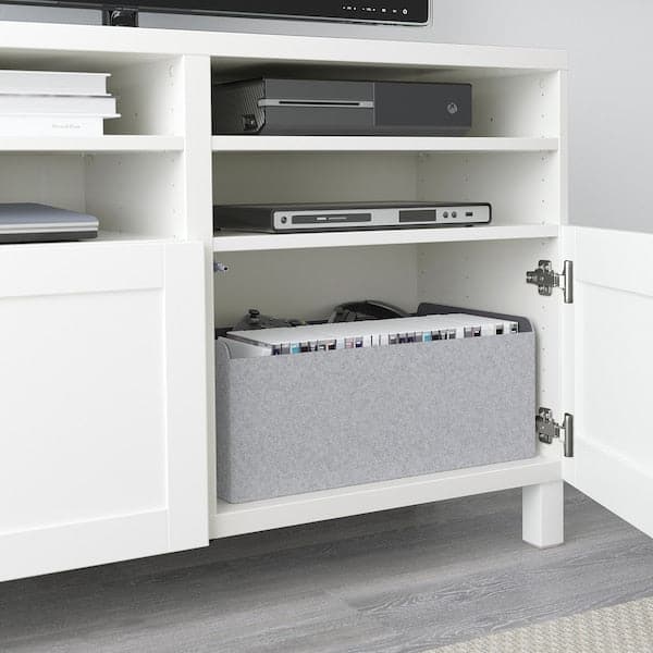 BESTÅ - TV bench with doors, white/Hanviken/Stubbarp white, 120x42x74 cm - best price from Maltashopper.com 49068324