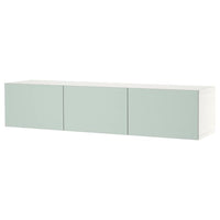 BESTÅ - TV bench with doors, white/Hjortviken pale grey-green, 180x42x38 cm - best price from Maltashopper.com 59422215