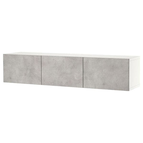 BESTÅ - TV bench with doors, white/Kallviken light grey, 180x42x38 cm