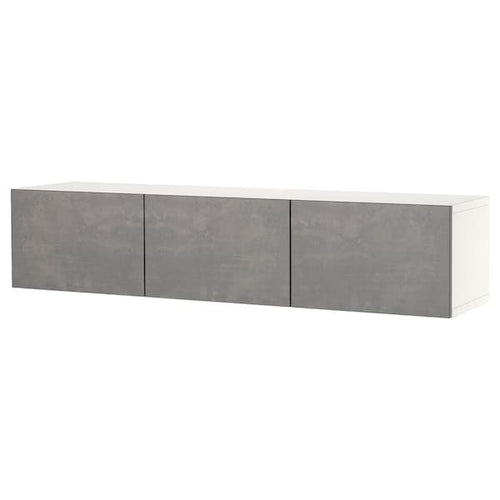 BESTÅ - TV bench with doors, white/Kallviken dark grey, 180x42x38 cm