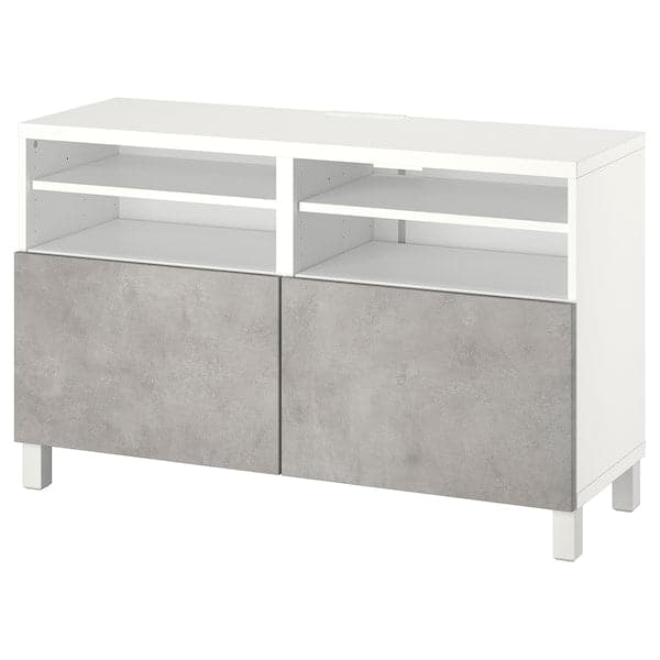 Ikea BESTÅ - TV bench with doors, white/Kallviken/Stubbarp light grey, 120x42x74 cm