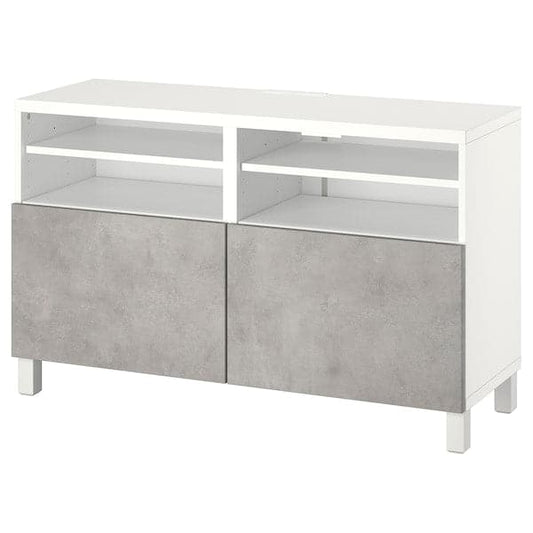 Ikea BESTÅ - TV bench with doors, white/Kallviken/Stubbarp light grey, 120x42x74 cm