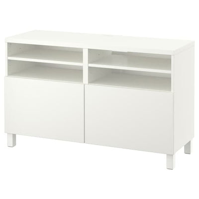BESTÅ - TV bench with doors, white/Lappviken/Stubbarp white, 120x42x74 cm - best price from Maltashopper.com 39068334
