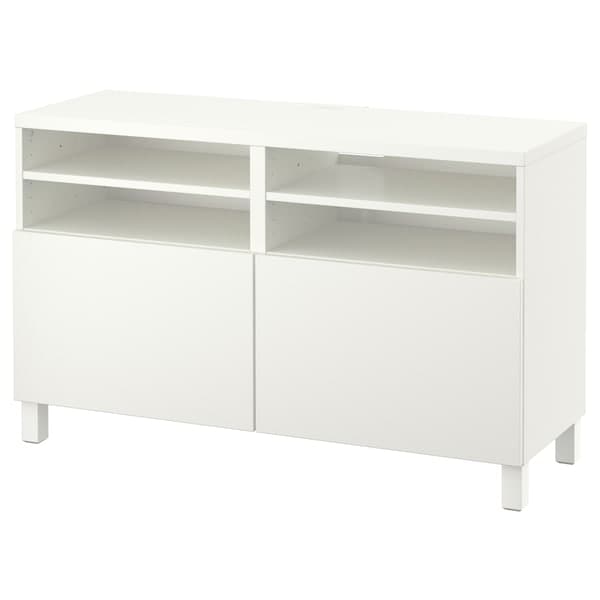 BESTÅ - TV bench with doors, white/Lappviken/Stubbarp white, 120x42x74 cm