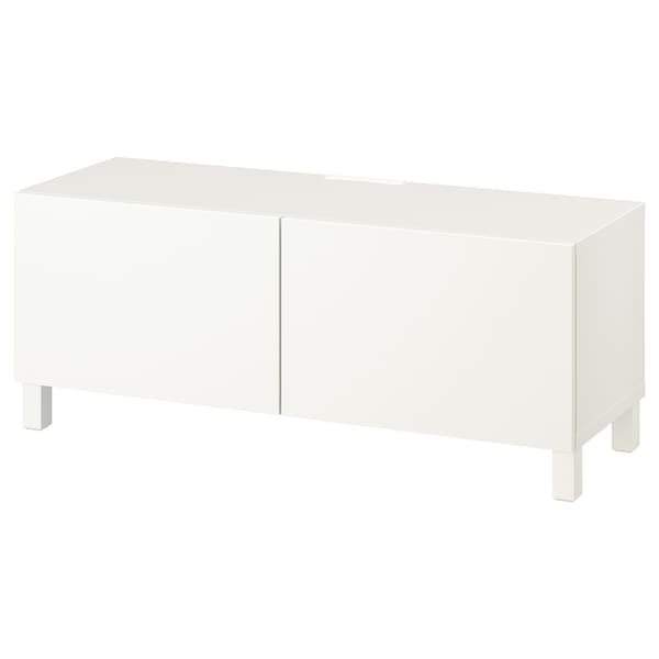 BESTÅ - TV bench with doors, white/Lappviken/Stubbarp white, 120x42x48 cm - best price from Maltashopper.com 29419436