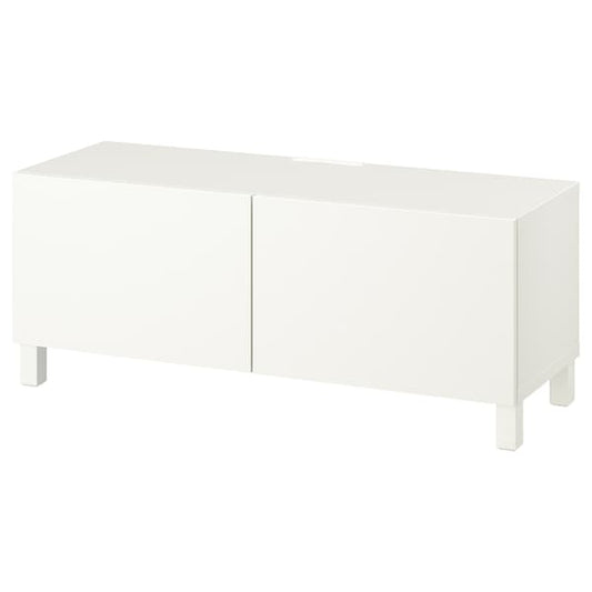 Ikea BESTÅ - TV bench with doors, white/Lappviken/Stubbarp white, 120x42x48 cm