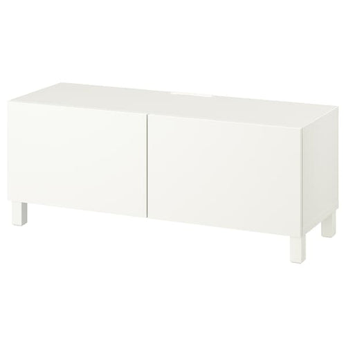 BESTÅ - TV bench with doors, white/Lappviken/Stubbarp white, 120x42x48 cm