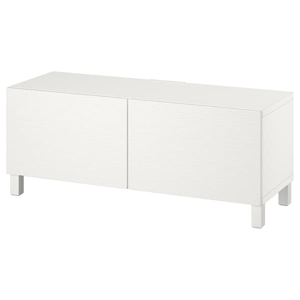 BESTÅ - TV bench with doors, white Laxviken/Stubbarp/white, 120x42x48 cm - best price from Maltashopper.com 49419440