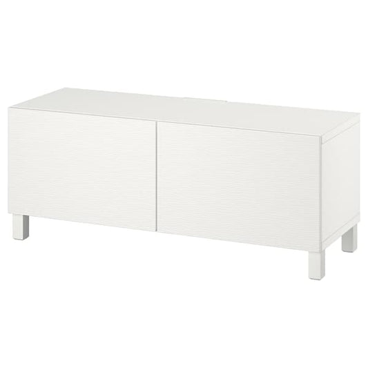 BESTÅ - TV bench with doors, white Laxviken/Stubbarp/white, 120x42x48 cm - best price from Maltashopper.com 49419440