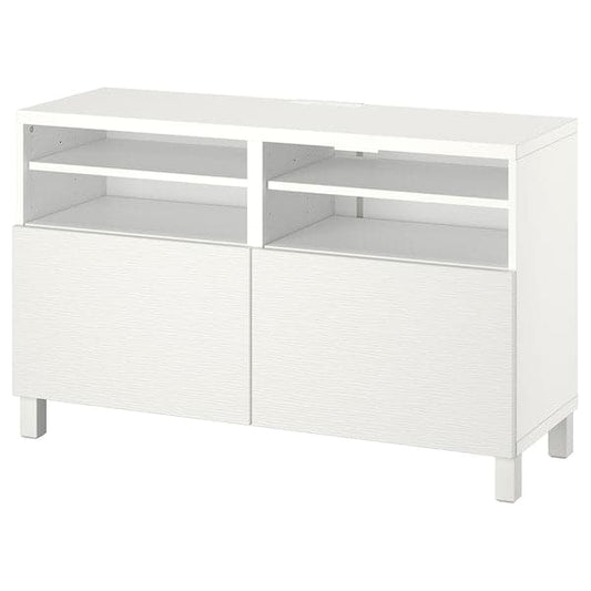 Ikea BESTÅ - TV bench with doors, white/Laxviken/Stubbarp white, 120x42x74 cm