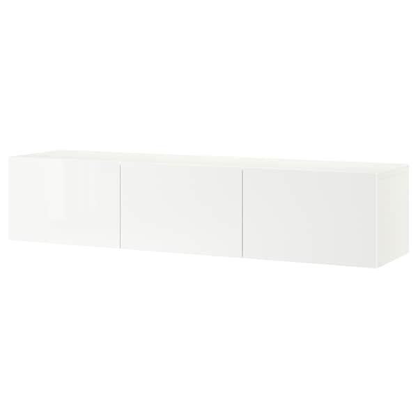 Ikea BESTÅ - TV bench with doors, white/Selsviken high-gloss/white, 180x42x38 cm