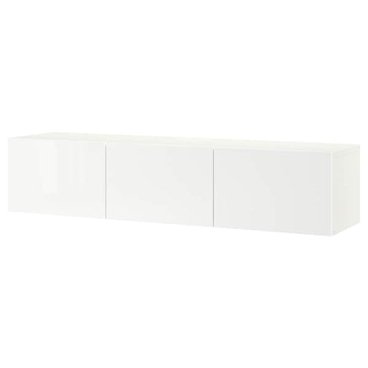 Ikea BESTÅ - TV bench with doors, white/Selsviken high-gloss/white, 180x42x38 cm