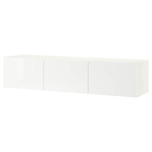 BESTÅ - TV bench with doors, white/Selsviken high-gloss/white, 180x42x38 cm