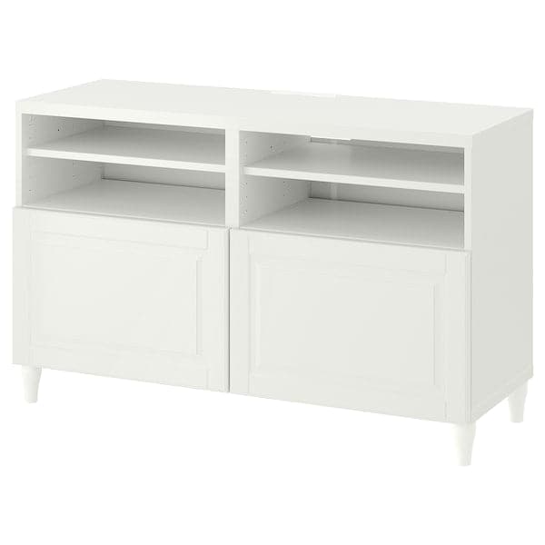 Ikea BESTÅ - TV bench with doors, white/Smeviken/Kabbarp white, 120x42x74 cm