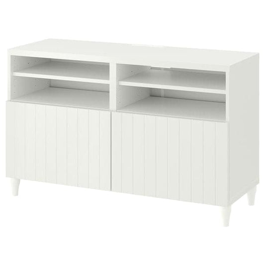BESTÅ - TV bench with doors, white/Sutterviken/Kabbarp white, 120x42x74 cm - best price from Maltashopper.com 59384548