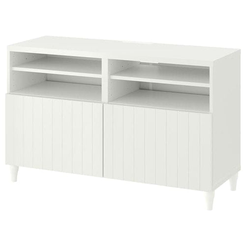 BESTÅ - TV bench with doors, white/Sutterviken/Kabbarp white, 120x42x74 cm