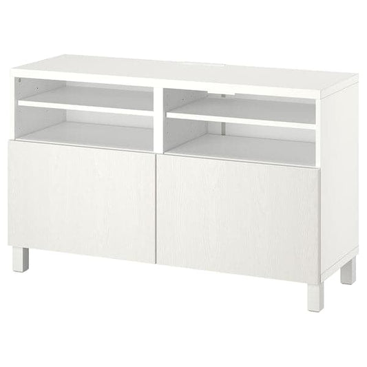 Ikea BESTÅ - TV bench with doors, white/Timmerviken/Stubbarp white, 120x42x74 cm