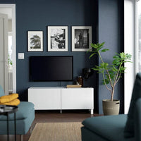 BESTÅ - TV bench with doors, white Timmerviken/Stubbarp/white, 120x42x48 cm - best price from Maltashopper.com 49422174