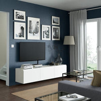 BESTÅ - TV bench with doors, white/Västerviken white, 180x42x38 cm - best price from Maltashopper.com 39422216