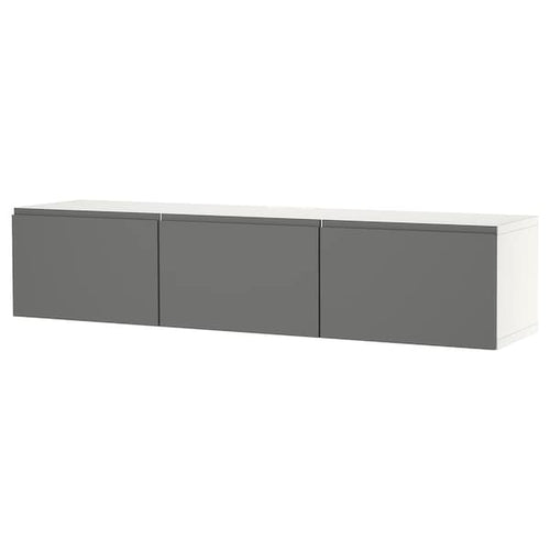 BESTÅ - TV bench with doors, white/Västerviken grey, 180x42x38 cm