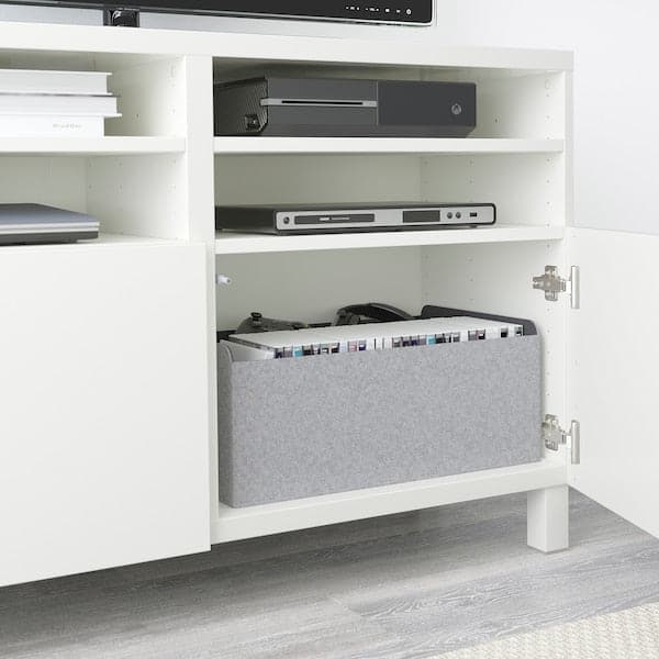 Ikea BESTÅ - TV bench with doors, white/Västerviken/Stubbarp white, 120x42x74 cm