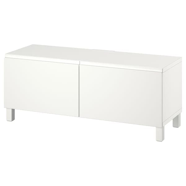 BESTÅ - TV bench with doors, white Västerviken/Stubbarp/white, 120x42x48 cm