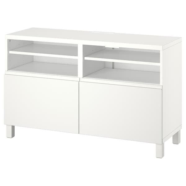 Ikea BESTÅ - TV bench with doors, white/Västerviken/Stubbarp white, 120x42x74 cm