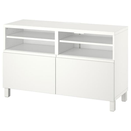 Ikea BESTÅ - TV bench with doors, white/Västerviken/Stubbarp white, 120x42x74 cm
