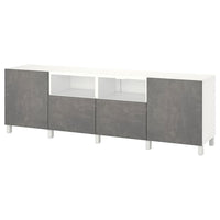 BESTÅ - TV bench with doors and drawers, white/Kallviken/Stubbarp dark grey, 240x42x74 cm - best price from Maltashopper.com 59435944