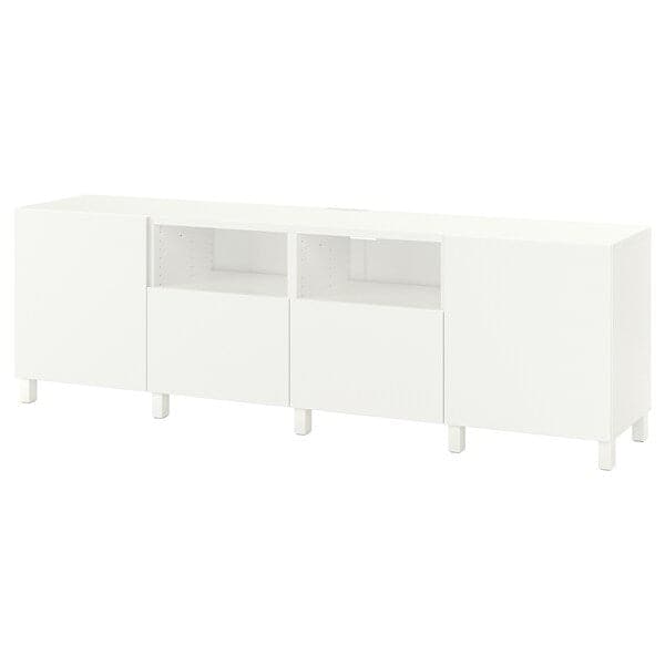 BESTÅ - TV bench with doors and drawers, white/Lappviken/Stubbarp white, 240x42x74 cm - best price from Maltashopper.com 09401357