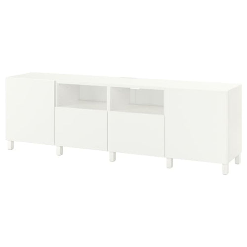 BESTÅ - TV bench with doors and drawers, white/Lappviken/Stubbarp white, 240x42x74 cm