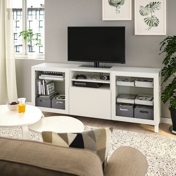 BESTÅ - TV bench with doors and drawers, white/Lappviken/Stubbarp Sindvik, 180x42x74 cm - best price from Maltashopper.com 29443163