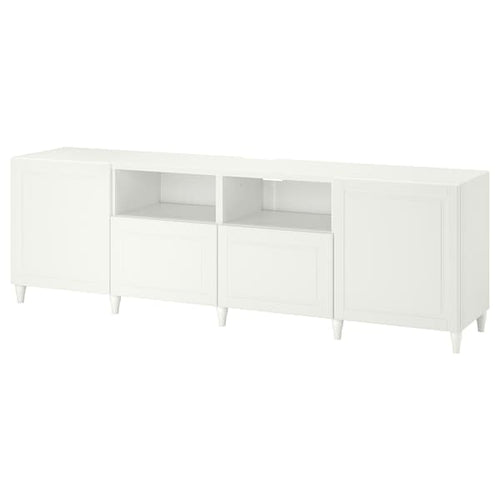 BESTÅ - TV bench with doors and drawers, white/Smeviken/Kabbarp white, 240x42x74 cm