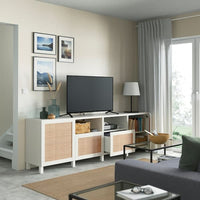 BESTÅ - TV bench with doors and drawers, white/Studsviken/Stubbarp white, 240x42x74 cm - best price from Maltashopper.com 19421642