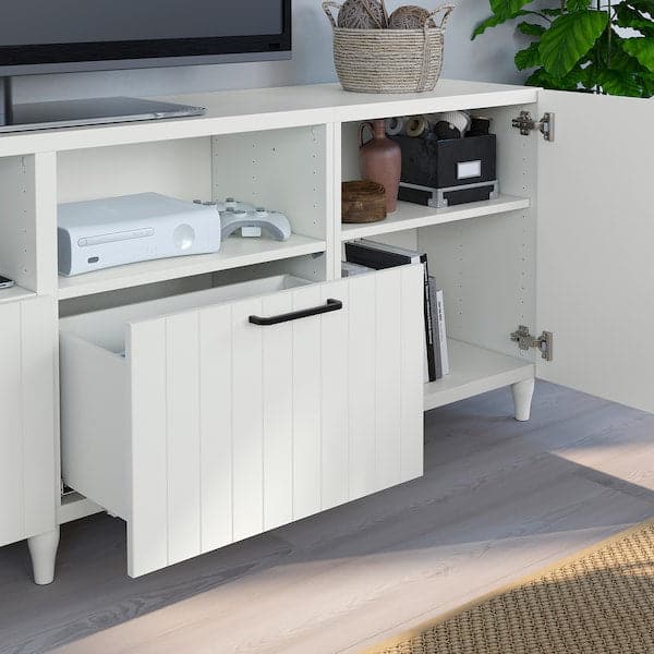 Ikea BESTÅ - TV bench with doors and drawers, white/Sutterviken/Kabbarp white, 240x42x74 cm