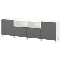 BESTÅ - TV bench with doors and drawers, white/Västerviken dark grey, 240x42x74 cm - best price from Maltashopper.com 49434756