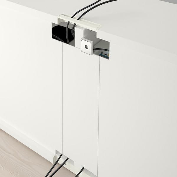 BESTÅ - TV bench with doors and drawers, white/Västerviken/Stubbarp white, 240x42x74 cm - best price from Maltashopper.com 69434755