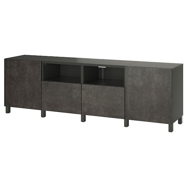 BESTÅ - TV bench with doors and drawers, dark grey/Kallviken/Stubbarp dark grey, 240x42x74 cm - best price from Maltashopper.com 39556036