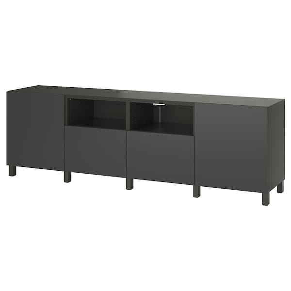 BESTÅ - TV bench with doors and drawers, dark grey/Lappviken/Stubbarp dark grey, 240x42x74 cm - best price from Maltashopper.com 99556038