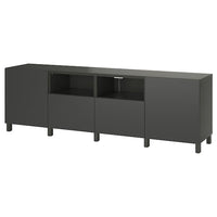 BESTÅ - TV bench with doors and drawers, dark grey/Lappviken/Stubbarp dark grey, 240x42x74 cm - best price from Maltashopper.com 19507886