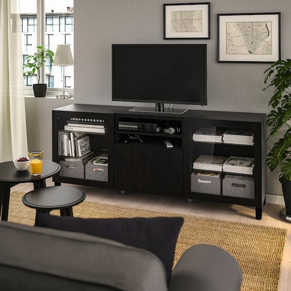 BESTÅ - TV bench with doors and drawers, black-brown/Lappviken/Stubbarp Sindvik, 180x42x74 cm - Premium Cabinets & Storage from Ikea - Just €376.99! Shop now at Maltashopper.com