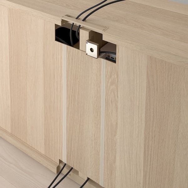 Ikea BESTÅ - TV bench with doors, white stained oak effect Kallviken/Stubbarp/dark grey concrete effect, 120x42x74 cm