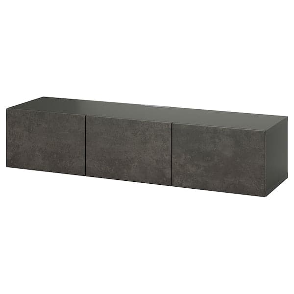 BESTÅ - TV bench with doors, dark grey/Kallviken dark grey, 180x42x38 cm - best price from Maltashopper.com 69507898