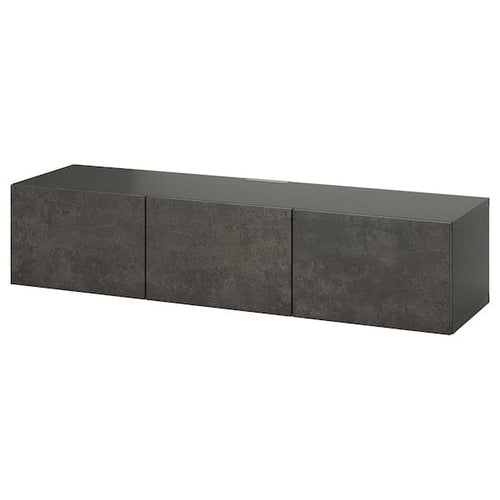 BESTÅ - TV bench with doors, dark grey/Kallviken dark grey, 180x42x38 cm