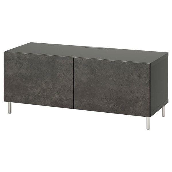 BESTÅ - TV bench with doors, dark grey/Kallviken/Ösarp dark grey, 120x42x48 cm